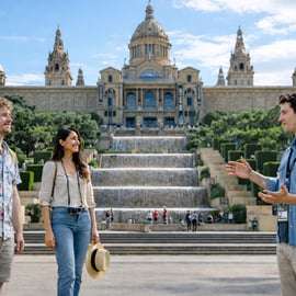 Barcelona: Wycieczka piesza z zamkiem Montjuic i kolejką linową
